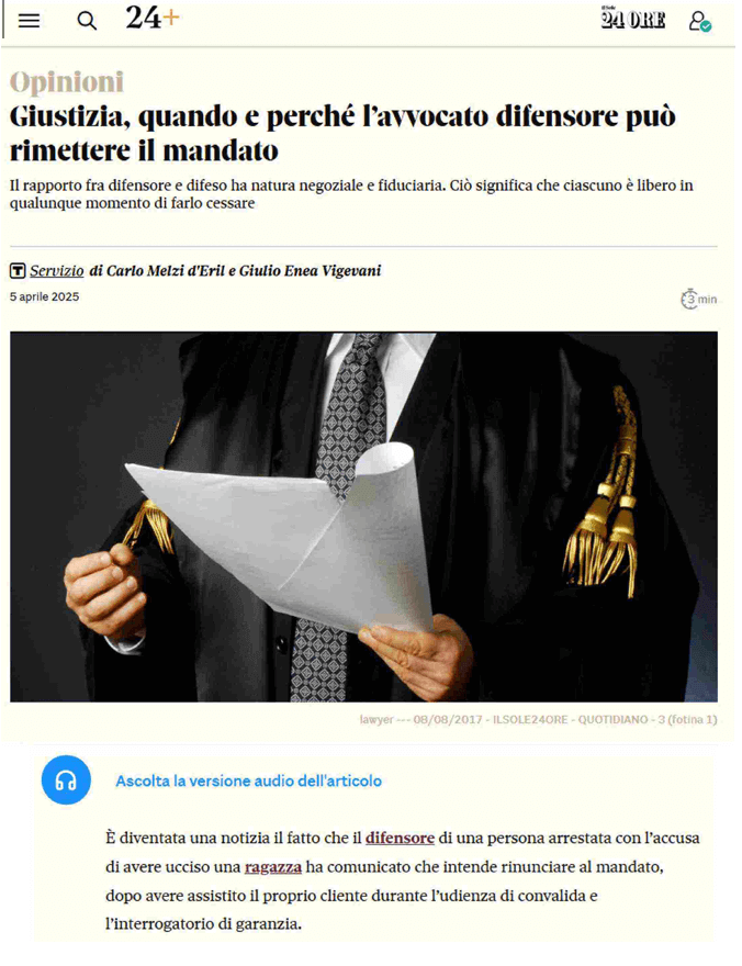 quando e perchè l'avvocato difensione può rimettere il mandato