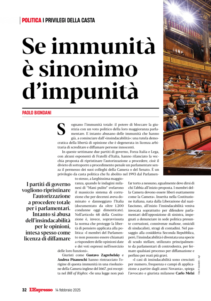Se immunità è sinonimo di impunità